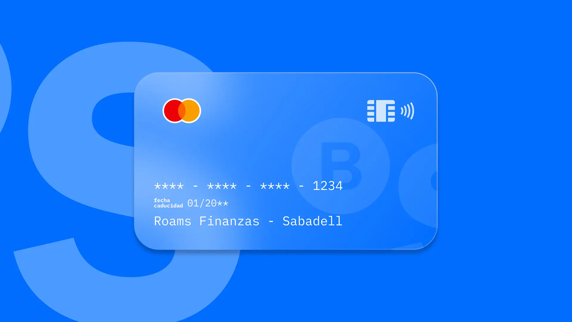 Simulación de una tarjeta de la entidad financiera Sabadell creada por Roams.